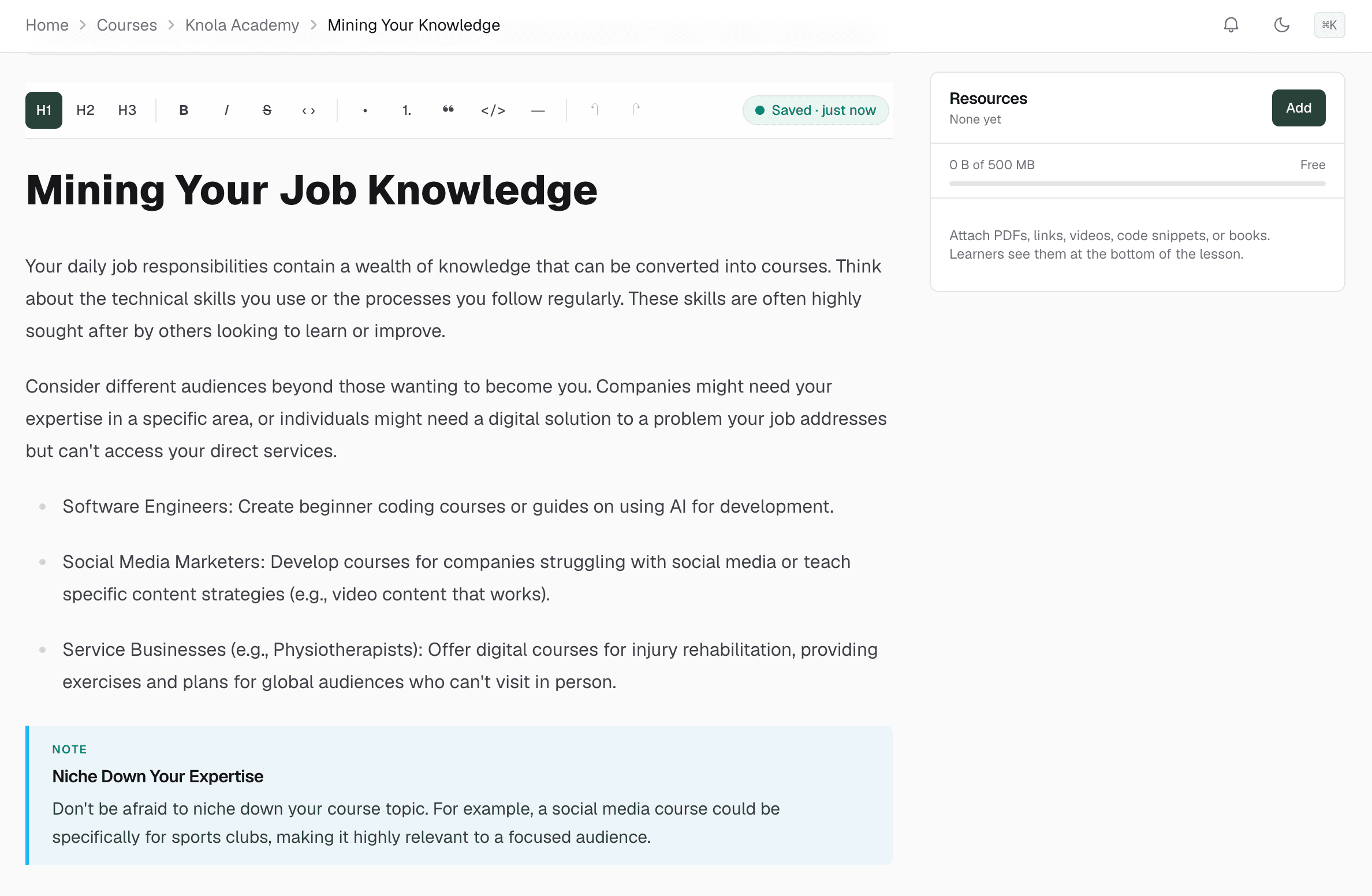 AI lesson builder — a generated lesson plan