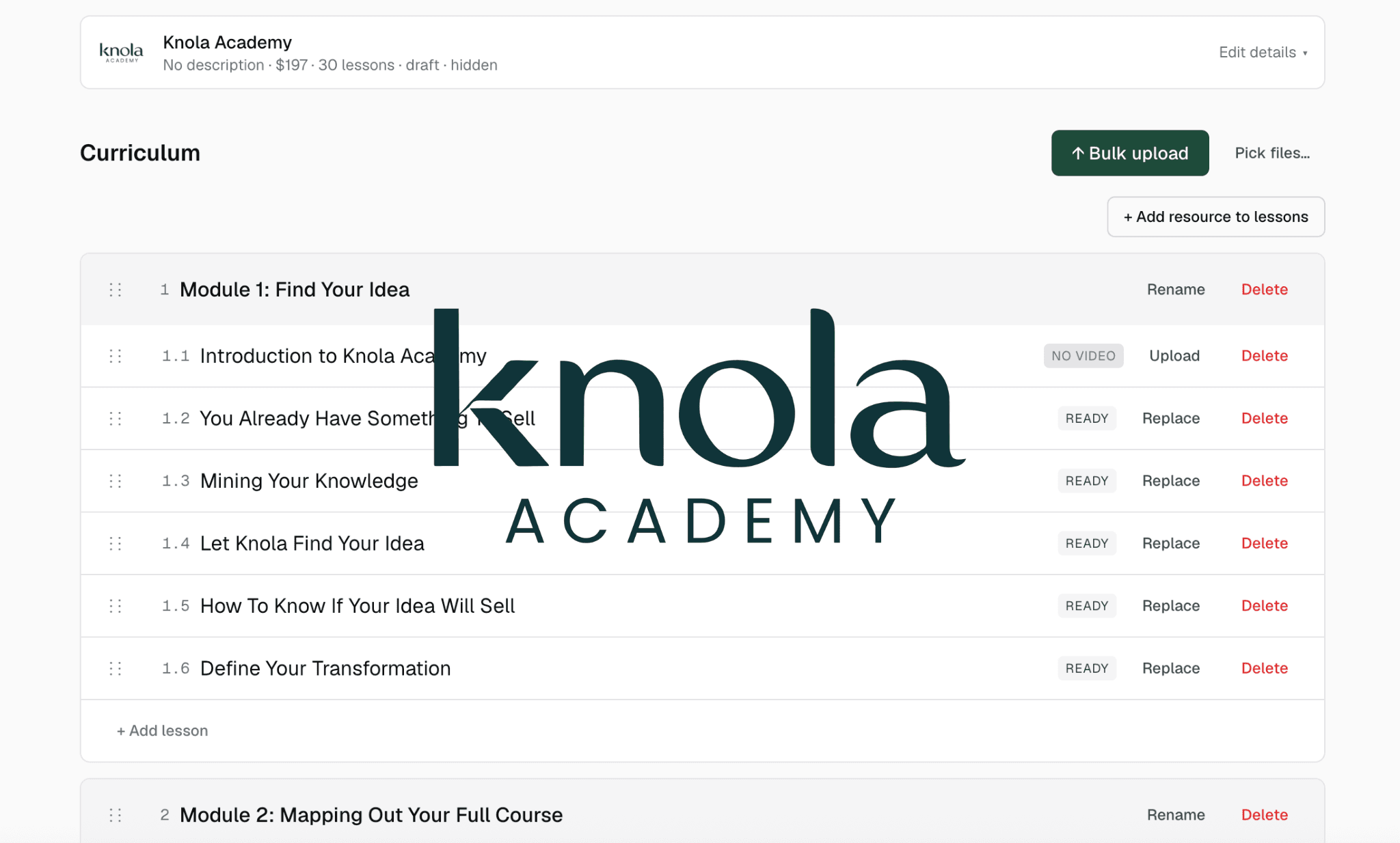Knola Academy — the build-and-sell course