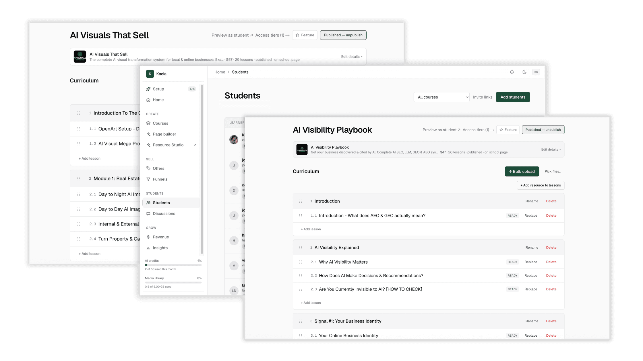 Our own live courses, running on Knola